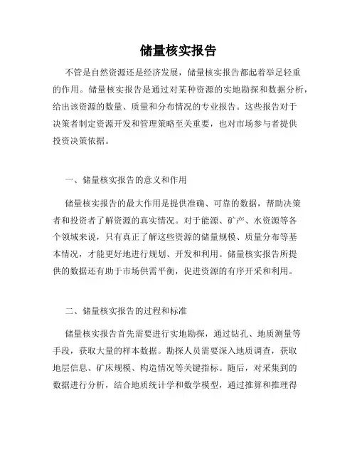 储量核实报告
