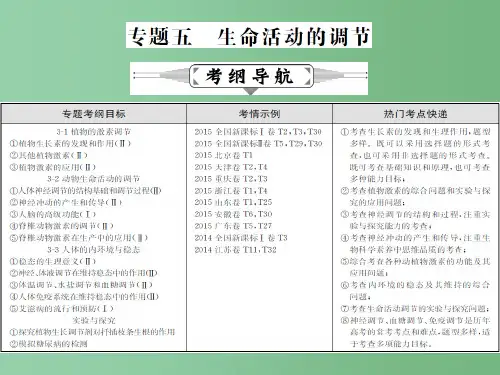 高三生物二轮复习 专题精讲五 生命活动的调节 第1讲 人体的内环境稳态和动物生命活动的调节