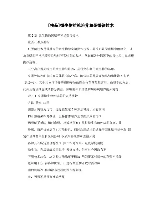 [精品]微生物的纯培养和显微镜技术