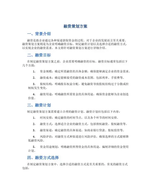 融资策划方案
