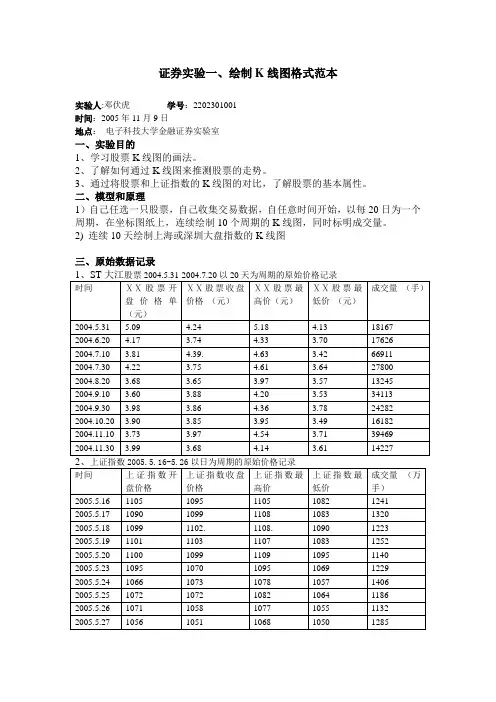金融实验报告(格式模板)