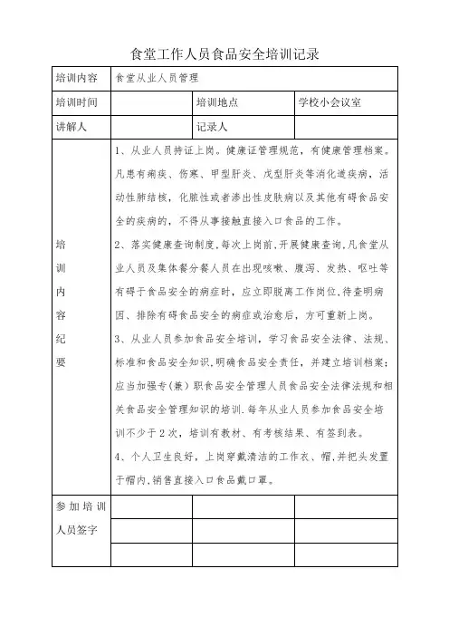 培训记录10份【范本模板】