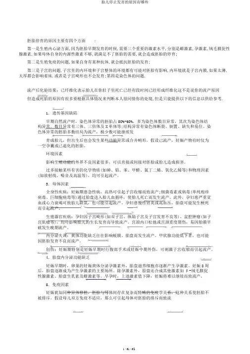 胎儿停止发育的原因有哪些