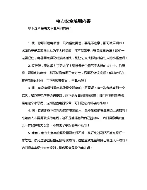 电力安全培训内容