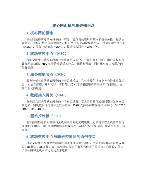 核心网面试的相关知识点