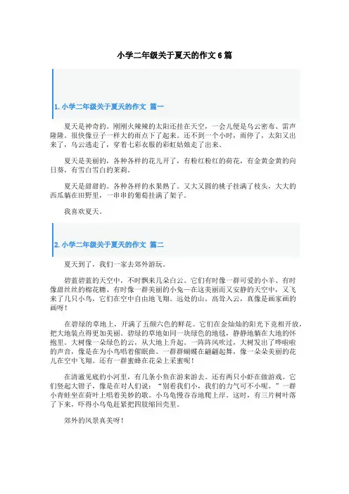 小学二年级关于夏天的作文6篇