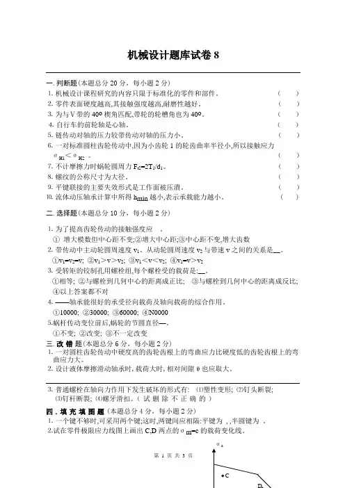 长沙理工大学考研814机械设计题库试卷8