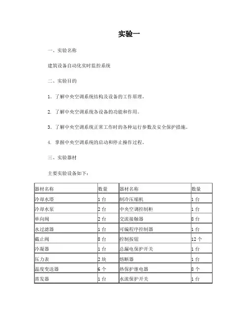 《建筑设备自动化》实验指导书