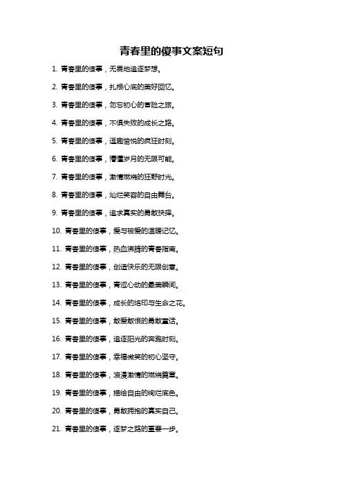 青春里的傻事文案短句
