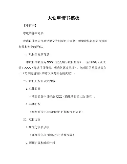 大创申请书模板