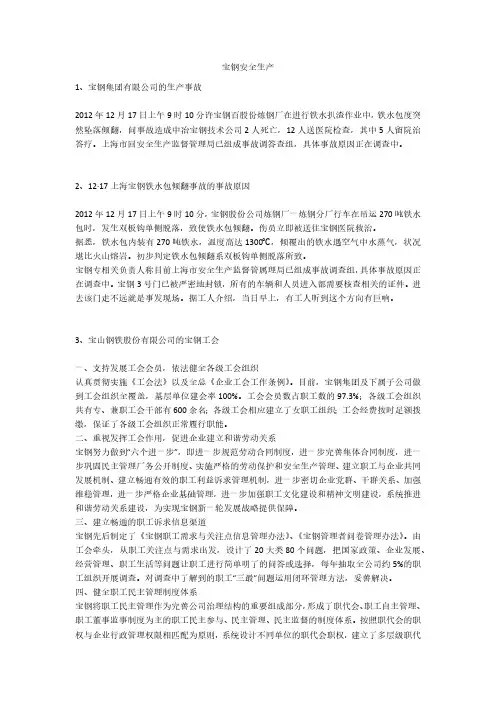 宝钢安全生产安全生产