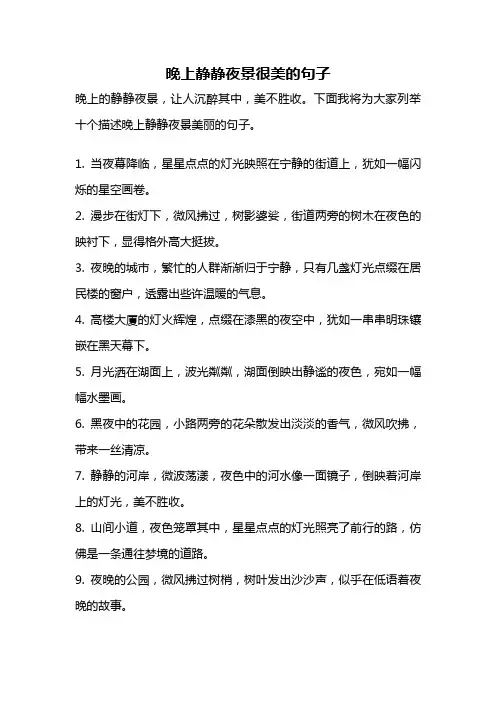 晚上静静夜景很美的句子