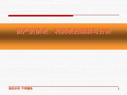 资产负债表、利润表编制与分析