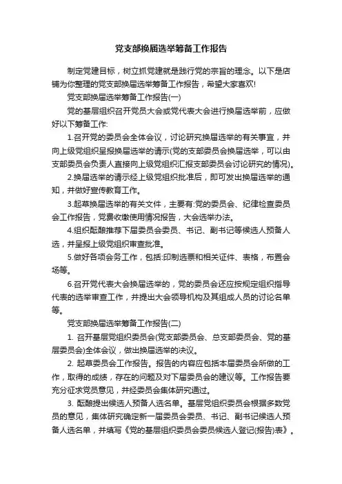 党支部换届选举筹备工作报告