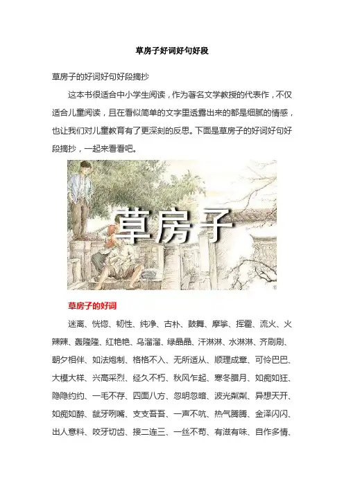 草房子好词好句好段