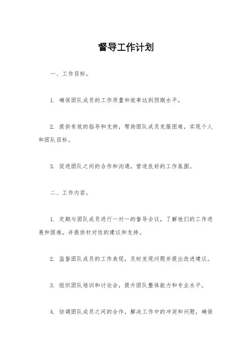 督导工作计划