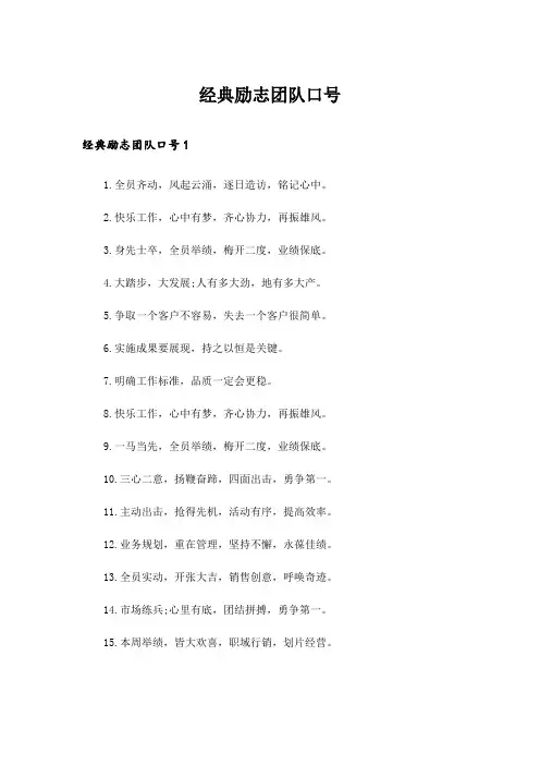 经典励志团队口号