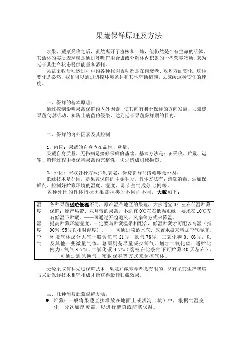 果蔬贮藏保鲜