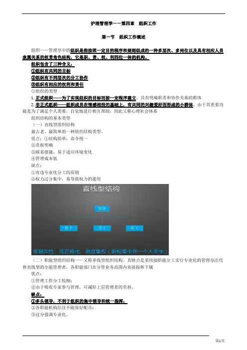 护理管理学——第四章 组织工作