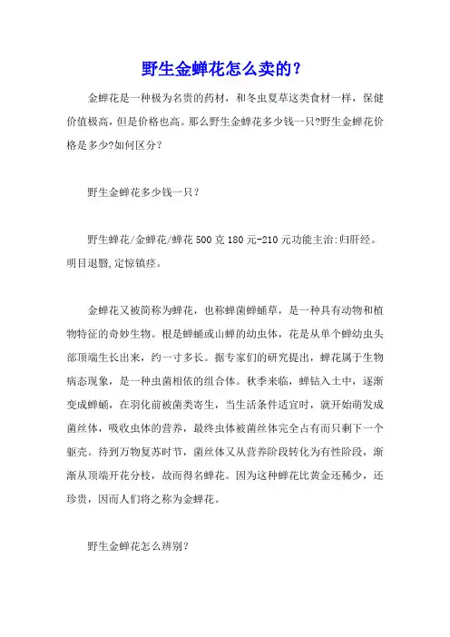 野生金蝉花怎么卖的？