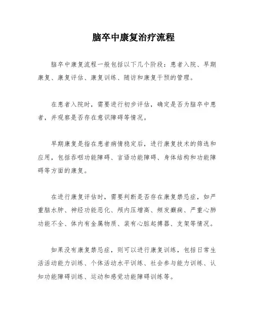 脑卒中康复治疗流程