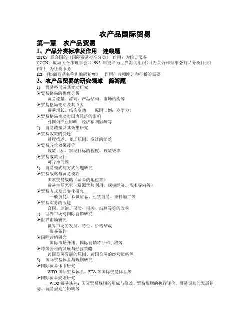 农产品国际贸易重点