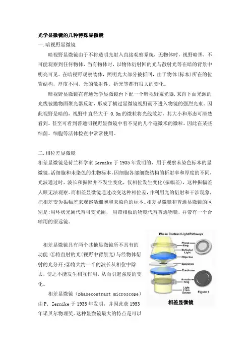 光学显微镜的几种特殊显微镜