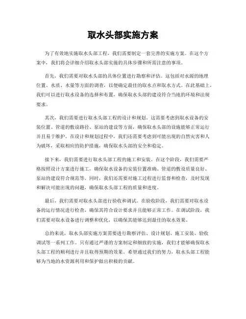 取水头部实施方案