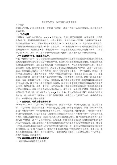 安徽各省市关于开展“两整治一改革”专项行动工作情况汇报