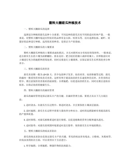 塑料大棚甜瓜种植技术