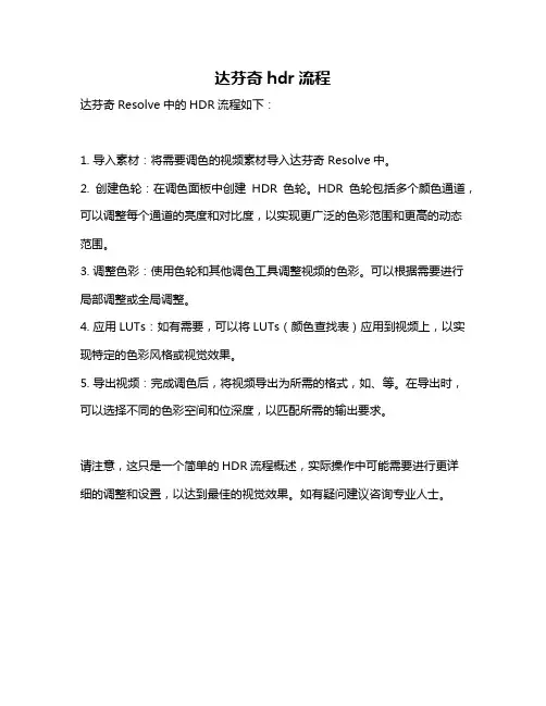 达芬奇hdr流程