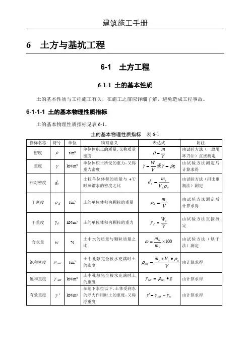 (建筑施工手册)6土方与基坑工程(6-1 土方工程)