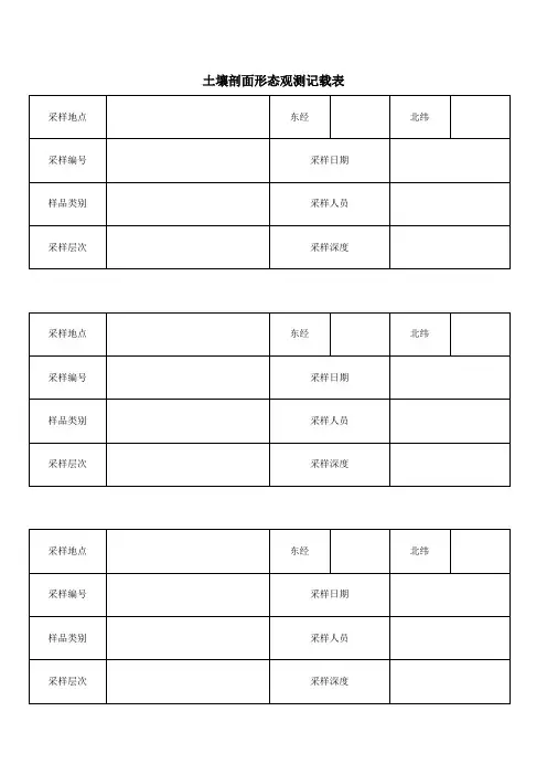 土壤剖面形态观测记载表