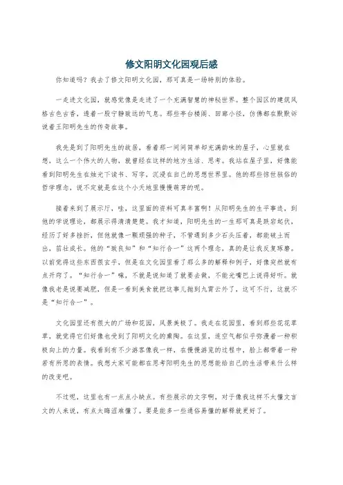 修文阳明文化园观后感