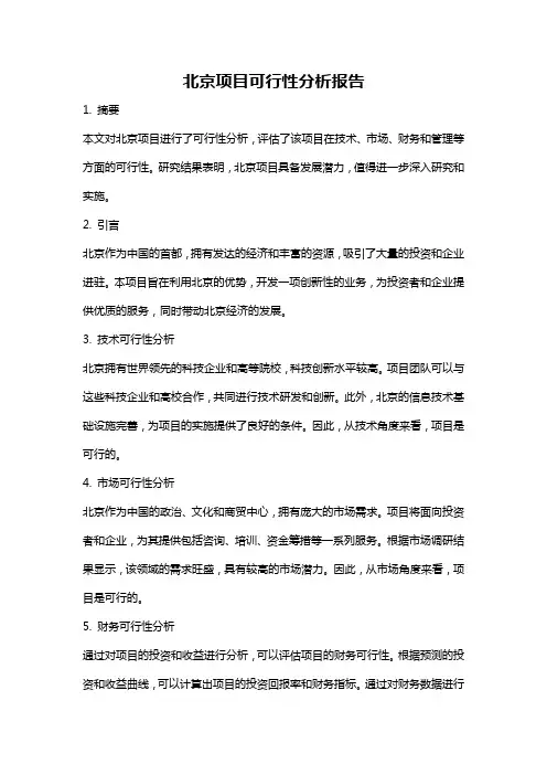 北京项目可行性分析报告