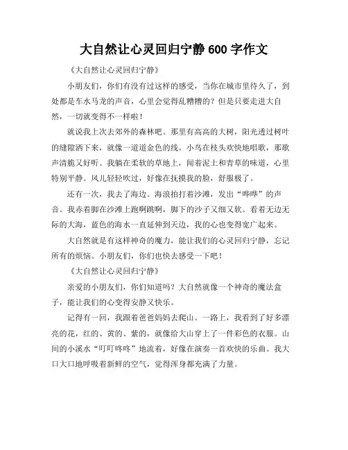 大自然让心灵回归宁静600字作文