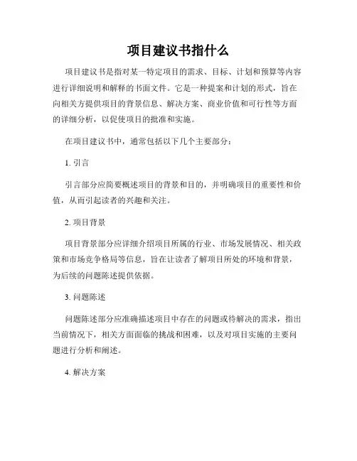 项目建议书指什么