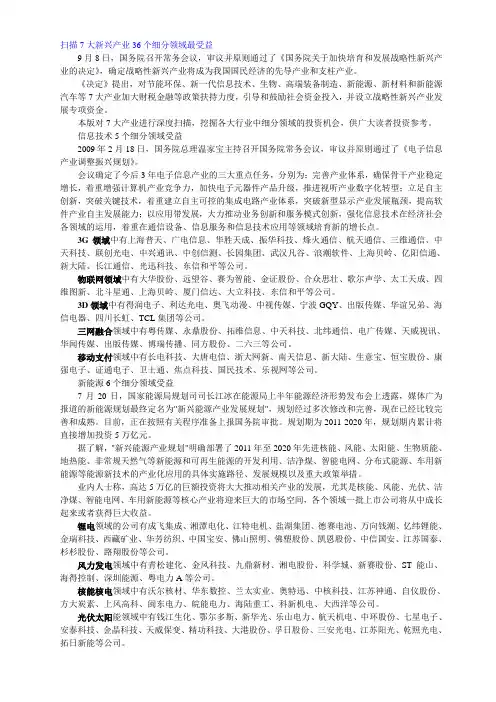 7大新兴产业36个细分领域