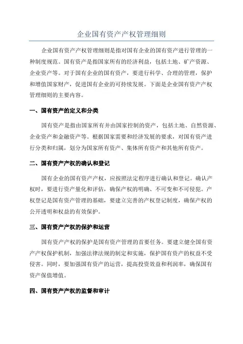 企业国有资产产权管理细则