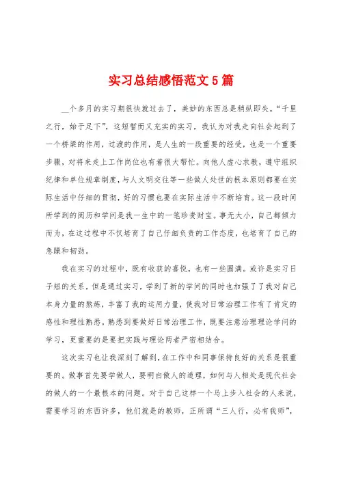 实习总结感悟范文5篇
