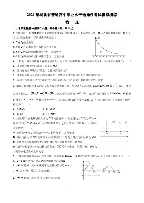 2021湖北省高考适应性考试物理卷(含答案)