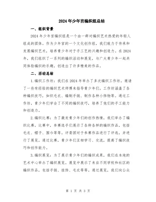 2024年少年宫编织组总结