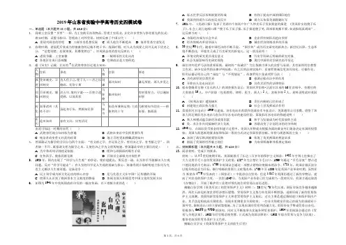 2019年山东省实验中学高考历史四模试卷-解析版