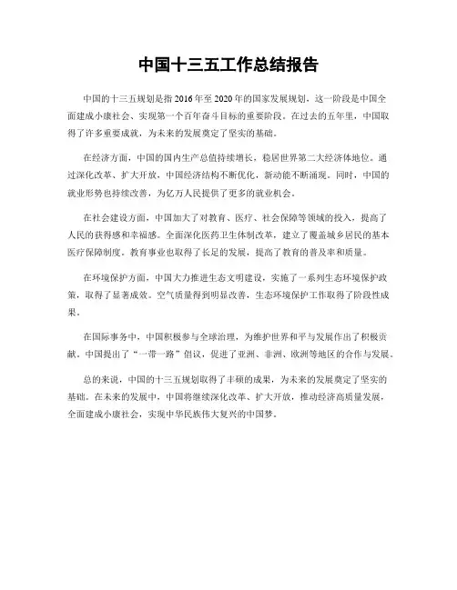 中国十三五工作总结报告