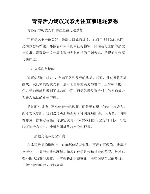 青春活力绽放光彩勇往直前追逐梦想