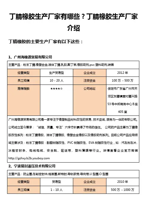 2018年全国丁腈橡胶生产厂家有哪些？丁腈橡胶厂家推荐
