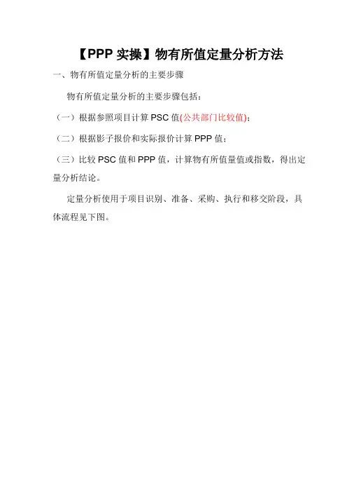 【PPP实操】物有所值定量分析方法