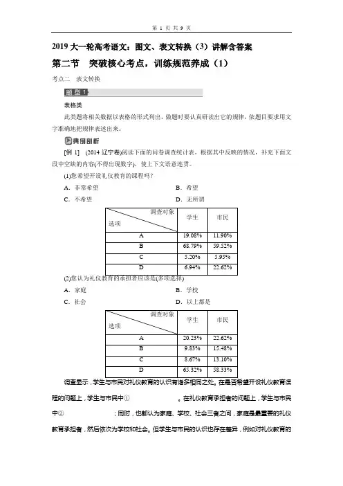 2019大一轮高考语文：图文、表文转换(3)讲解含答案