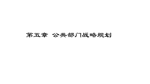公共管理专业-公共部门战略管理课件第5章-公共部门战略规划