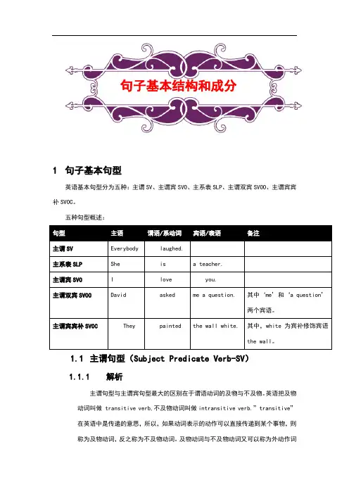 英语句子的基本句型和成分(含例题及答案解析)